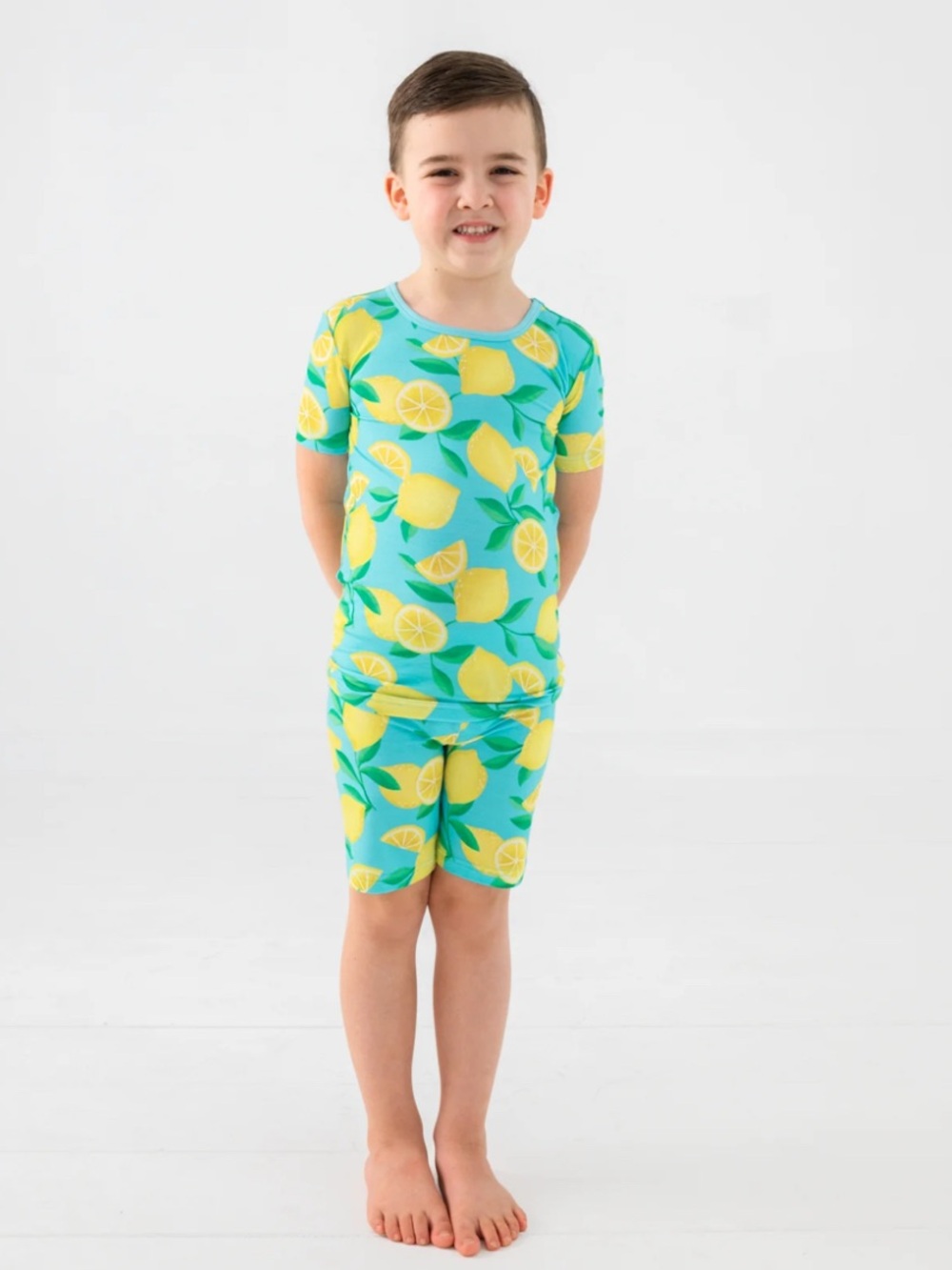 Little Sleepies Blue Sunny Citrus Short Sleeve & Shorts PJ Set Size 7/8 NWT